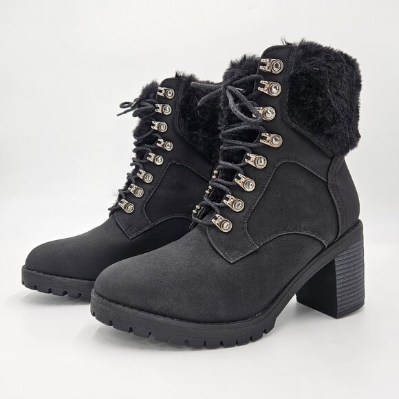 Olivia & Kate Ryder Womens Boot Winter Ankle Heels Lace Up Black Size 8.5 - Picture 1 of 12